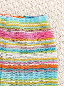 SHEIN Vintaside Kids 2 pezzi/set Top con cerniera ricamato con motivo floreale e righe arcobaleno + pantaloncini con vita elastica per bebè femmine, tuta casual estiva comoda e morbida, adatta per vacanze e spiaggia