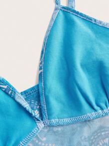 SHEIN ICON Paisley Print Criss-Cross Strappy Tank Top, Perfect For Vacation,Rave Top - Blue - View 4