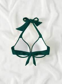 Reggiseno di bikini da donna a tinta unita con collo alto, adatto per spiaggia/vacanza