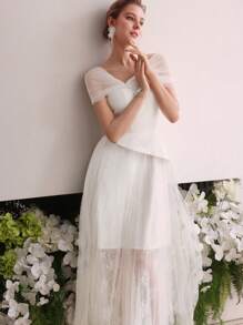 MOTF Soiréza CONTRAST LACE COCKTAIL DRESS - Beige - View 3