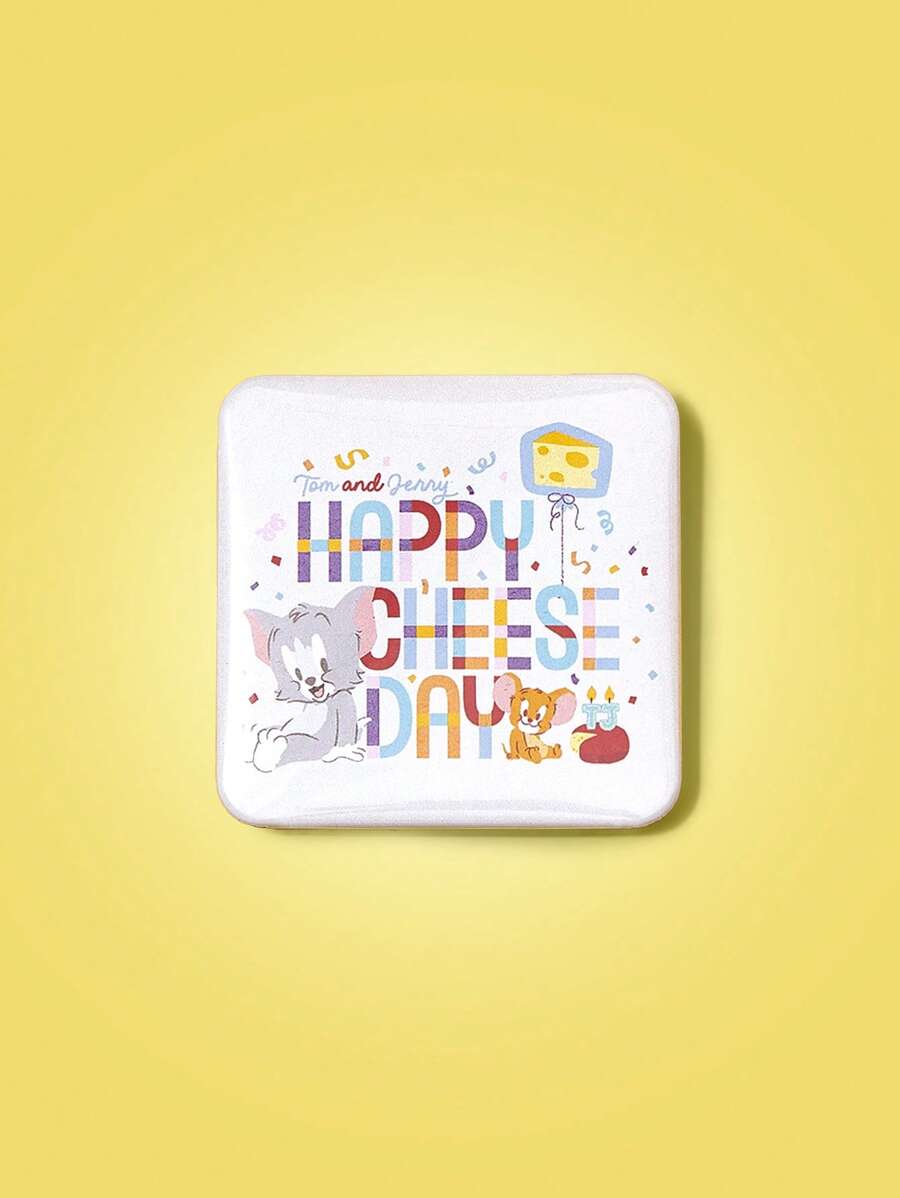 TOM & JERRY X SHEIN 1pc Cute Cartoon Cat & Letter Pattern Square Badge - Multicolor - View 1