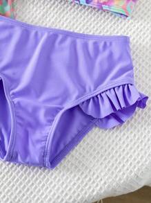 Set di 3 pezzi Bikini con stampa leopardata per ragazze giovani