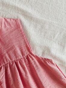 SHEIN Vintaside Kids Young Girl Floral Embroidery Peter Pan Collar Sleeveless Casual Dress Summer Holiday - Pink - View 4