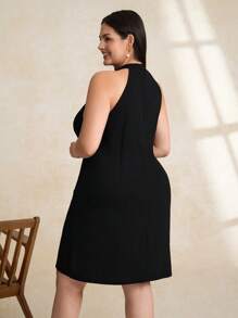 SHEIN Clasi Abito elegante con fiocco nero taglia forte, abbigliamento casual da donna elegante, abiti estivi da donna, abito da ballo, abito da cerimonia da donna, abito da laurea, abiti eleganti neri da donna, completi estivi da donna, regalo per la festa della mamma, abito da laurea, abito nero, abito da ballo, abito da cerimonia da donna