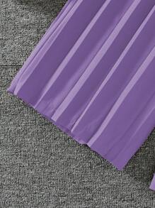 2 件套青少年女孩套装：短款西装外套和宽腿褶皱裤 - 紫色 - 查看 7