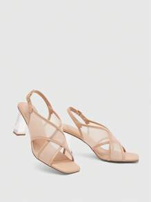 CUCCOO BIZCHIC 女士方头可调节带扣设计时尚高跟凉鞋