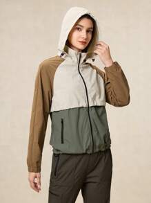 OutZeal Woman Waterproof Tear Resistant Nylon Color Blocking Hiking Jacket Windbreaker For Hiking