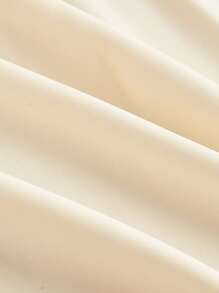 SHEIN MOD Váy xếp nếp viền màu mơ cỡ lớn cho nữ Váy xếp lớp màu đen cổ điển - Màu be - Xem 3