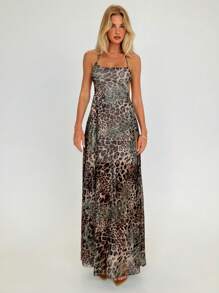 Aloruh Abito con stampa leopardata per vacanze