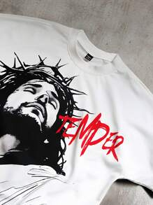 Manfinity Roghcode Men's Loose Personalized Print Short Sleeve T-Shirt, Fashion Suitable For Summer Y2k Clothes For Men Y2k Shirt Men Y2k Clothes Men Rock T Shirts Men Streetwear