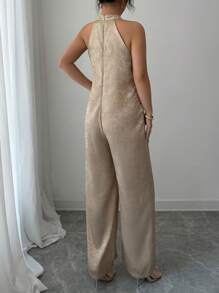 SHEIN LUNE 女式夏季挂脖式金属装饰连体裤，带口袋