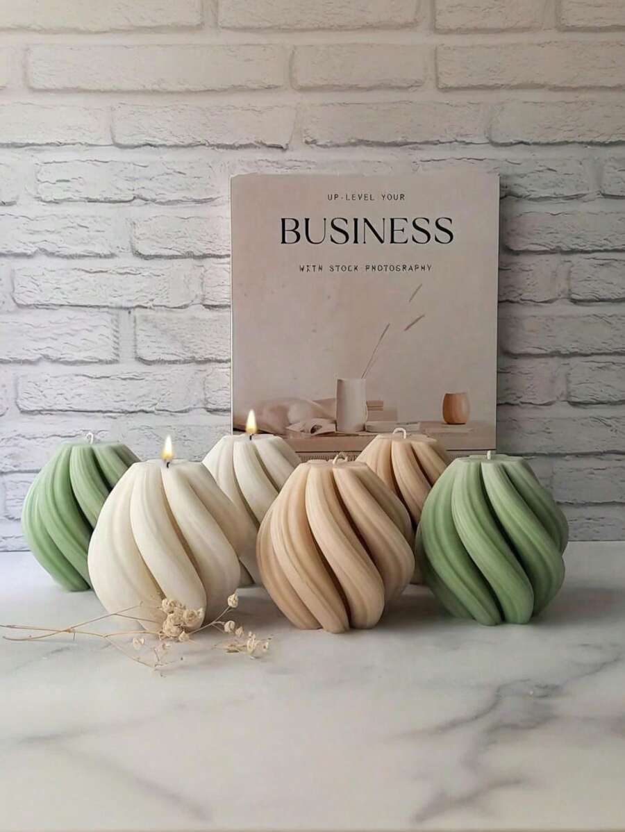 Molde de vela de pilar geométrico, molde de aromaterapia 3D en espiral, molde de yeso y resina de onda asimétrica retorcida para manualidades de arcilla polimérica, decoración artística y del hogar