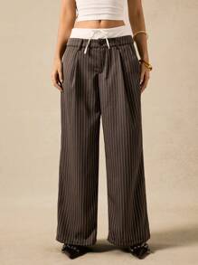 Easelle Summer Striped Suit Pants Office Casual Spring Outfits For Women Business Casual Woman - Grey - View 1