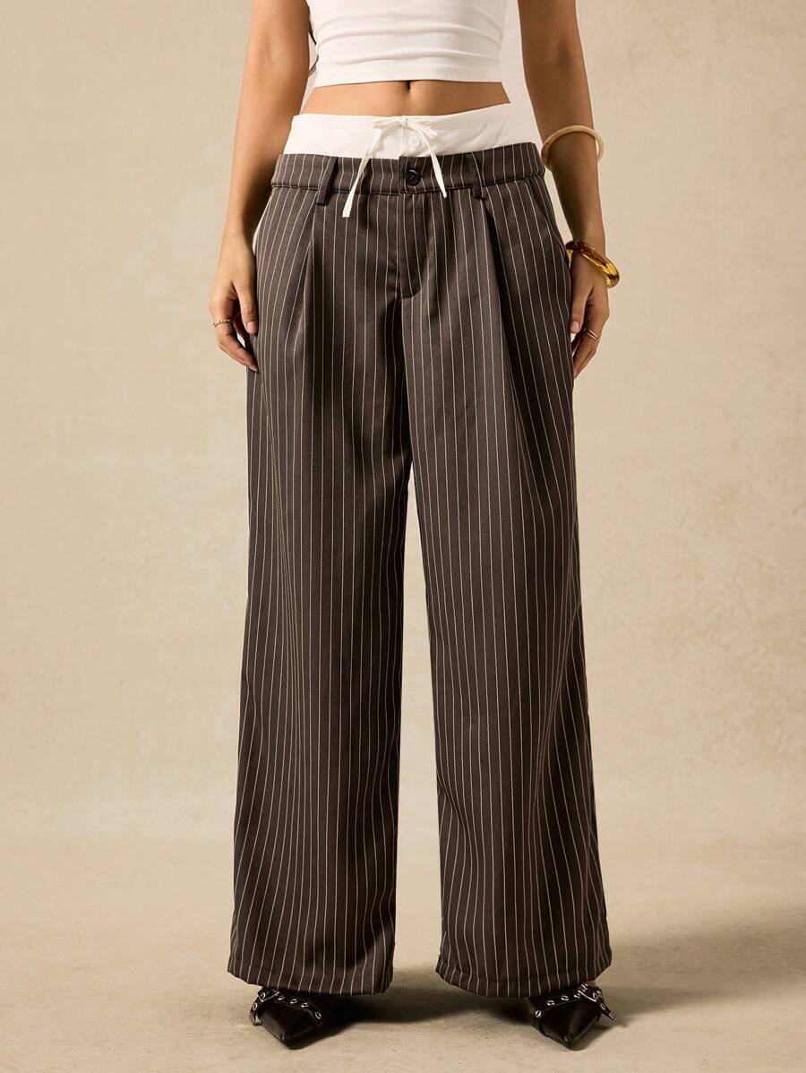 Easelle Summer Striped Suit Pants Office Casual Spring Outfits For Women Business Casual Woman - Grey - View 1