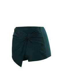 Swim Chiccia Solid Color Classic Swimsuit Bottom, Fashionable For Summer Vacation - Dark Green - View 3