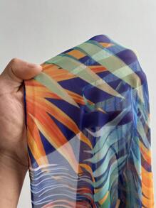 Swim Lushoire Plus Size Women Tropical Plant Print Slip Dress Coverup For Summer Beach Vacation