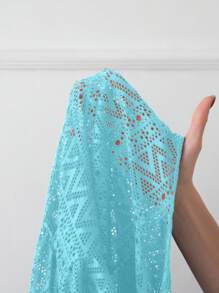 SHEIN Swim Vestido de cubre encaje transparente de unicolor con diseño hueco para la playa para mujer