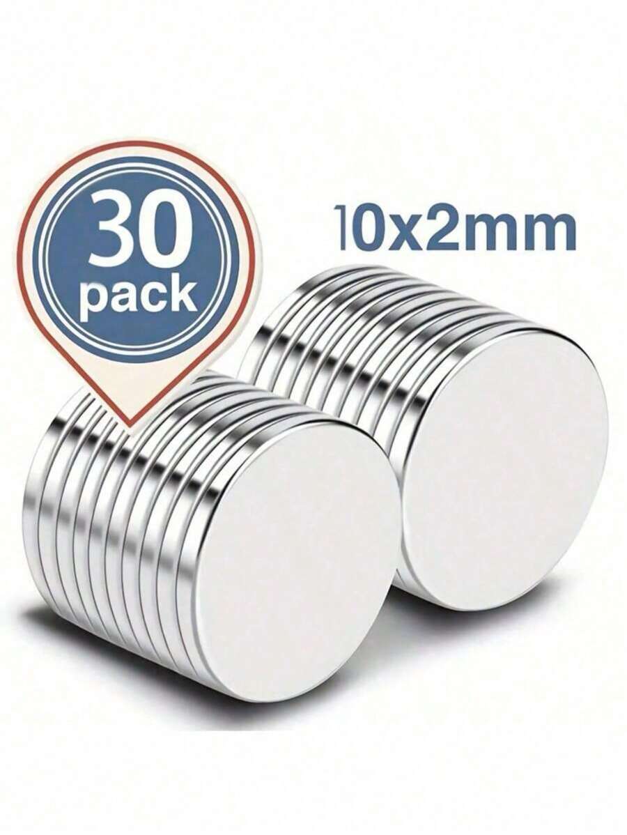 30 szt. silnych magnesów neodymowych, wytrzymałe magnesy małe okrągłe magnesy na lodówkę do biura, tablic suchościeralnych, szafek na tablice suchościeralne, 0,39 X 0,08 cala