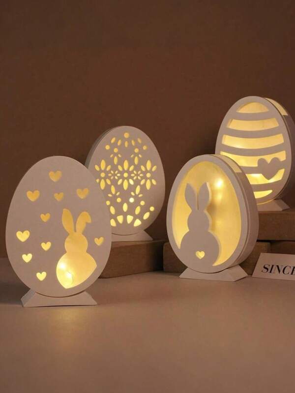 SHEIN 1PC DIY Easter Hollow Eggs, Rabbit Silhouette, Mirror Glass, Crystal Epoxy Resin, Cement Mold