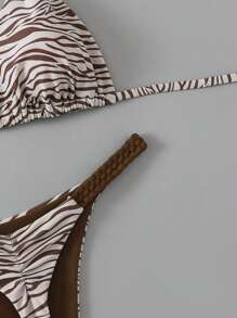 Swim Vcay 2022 New Women's Leopard Print & Red 2pcs Swimsuit Set For Summer Beach Vacation - Multicolor - View 8