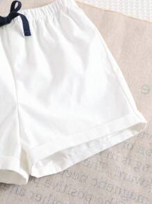 Cozy Pixies 2 Stücke/Set Baby Jungen Outfit mit Cartoon Muster, weicher gestrickter Polo Kragen Knopfhemd und Shorts mit Gummibund