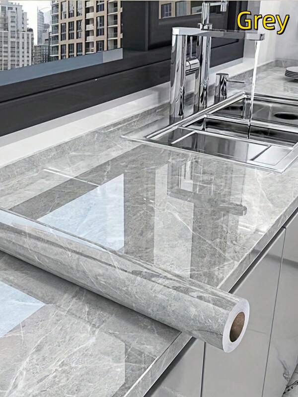 1 Roll Marble Contact Paper Wallpaper Peel And Stick, For Kitchen Cabinets Vinyl Self Adhesive Countertops Shelf Liner,Waterproof Self-Adhesive Wall Sticker For Wall Renovation, Decoration, Moisture-Proof,Multiple Specifications