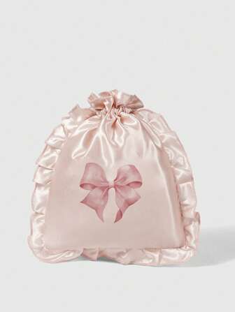 Kawaii Bolsa de cosméticos con diseño de lazo 401422, bolsa de almacenamiento de ropa interior/lencería de viaje con cordón