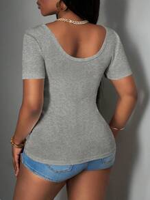 Slaydiva Women's Casual Sleeveless V-Neck Ribbed Tank Top, Basic White - Grey - View 2