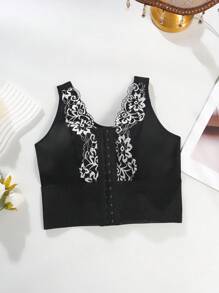 SHEIN Prenda moldeadora elegante y de moda con aplicación de encaje en estilo minimalista