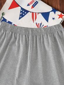 SHEIN Tween-Jungen Lässiges Sommer-Set mit T-Shirt und Shorts mit Buchstaben-Print, 2-teilig