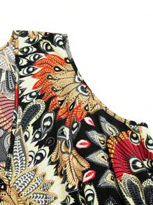 SHEIN Clasi Plus Size Bohemian Style V-Neck Floral Print Dress For Women - Black - View 6