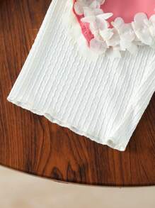 SHEIN 女婴时尚花卉蕾丝边休闲优雅套装，柔软面料，适合室内或室外活动，春夏季 - 彩色 - 查看 7