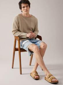 SHUZIA 男士舒适双扣软木鞋床凉鞋灰褐色平底凉鞋夏季鞋春季鞋春假复活节母亲节礼物