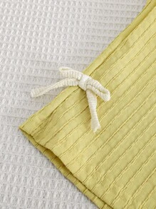 LMoss Kids LMoss Tween Girl 2 件套 Tween 女童提花提花紧身衣上衣和纹理阔腿裤套装 - 彩色 - 查看 3