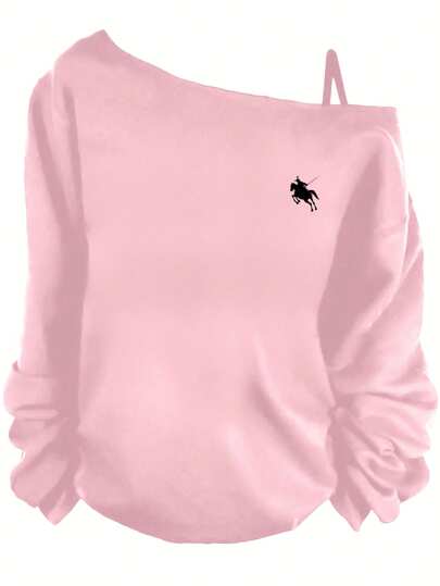 SHEIN Essnce Casual Equestrian/Fencing Graphic Sleeveless Long Sleeve T-Shirt For Women, Suitable For Spring And Summer Fall Clothes