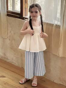 DAZY Conjunto de 2 piezas de top de tirantes + pantalones a cuadros para niña, para el verano