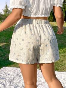 SHEIN VCAY Plus Size Women's Vacation Floral Print Side Knot Casual Culottes Ibiza Summer For Women Beach For Woman Vacation Women Beach Boho Rave Country Concert Festival Brunch For Women Beach Vacation Graduation Old Money