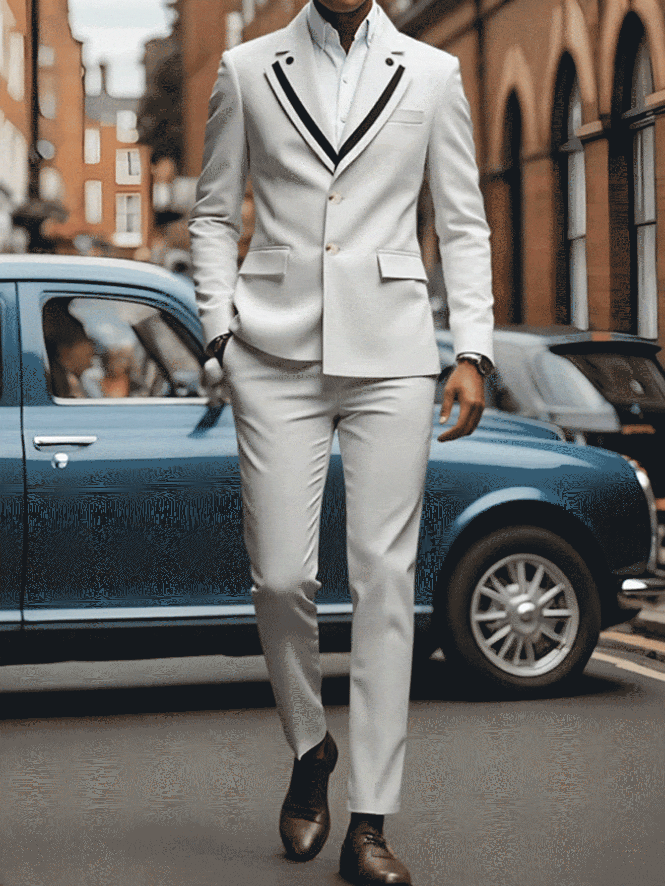 Calvornis Conjunto premium de 2 piezas: chaqueta y pantalones, estilo casual de negocios - Gris Claro - Añade 2