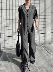 FRIFUL Women's Business Casual Jumpsuit, Suitable For Office, Spring/Summer - Grey - View 7