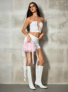 SHEIN ICON Ladies, Women Shoulder Bag, Hobo Bag, Bowknot, Lace, Ribbon, Pink, Fashionable, Personalized, Simple, Versatile, Street, Sweet And Cool Girls, Hot Girls, Y2k, Retro, Rivets, Vintage, Teenagers, Lace-Up, Ballet Style, Party, Date, Daily, Shopping, Afternoon Tea, Cute Bow Bag For Women