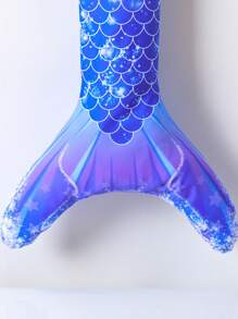 Sparklyn Young Girl Mermaid Scale Print Ruffled Swimsuit Set With Matching Fish Tail Skirt, Random Print Mermaid Outfit Mermaid Tail Kids Bathing Suit Mermaid Beach Girls Clothes Mermaid Bathing Suit Kids Mermaid Swimsuit For Kids Summer Holiday