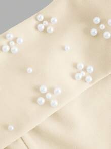 Girlism Teen Girl Knitted/Christmas/Party/Holiday/Faux Pearl Beaded Camisole Dress, Back To School Dress, Back To School Outfit, Fall Dress, Dress - Apricot - View 3