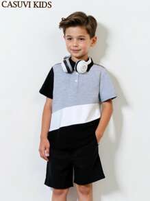 SHEIN Boys Short Sleeve Polo Shirt, Simple And Fashionable, Suitable For Summer - Multicolor - View 5