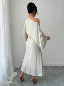 Rafferiza Elegantes tailliertes Kleid mit Schulterschlaufe und Quasten für Frauen