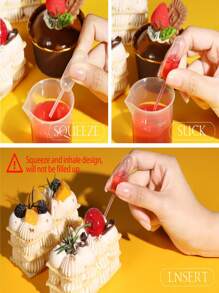 50 pièces Compte-gouttes à sauce pour cupcakes, injecteur à sauce à glace, paille, pour la décoration de gâteaux d'anniversaire et de mariage - Blanc - Voir 4
