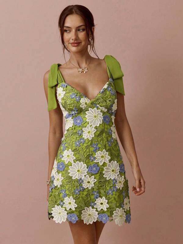 Enchnt Rochie fără mâneci cu broderie florală elegantă de damă