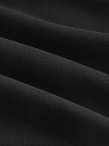 SHEIN MOD 大尺碼女款花卉印花蕾絲腰帶吊帶連身褲，優雅連身褲，V領蕾絲連身短褲，黑色連身褲 - 黑色 - 查看 7
