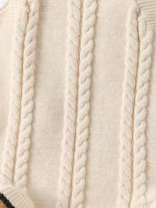 Baby Girl Knitted Romper, Fashionable For Spring & Autumn - Beige - View 6