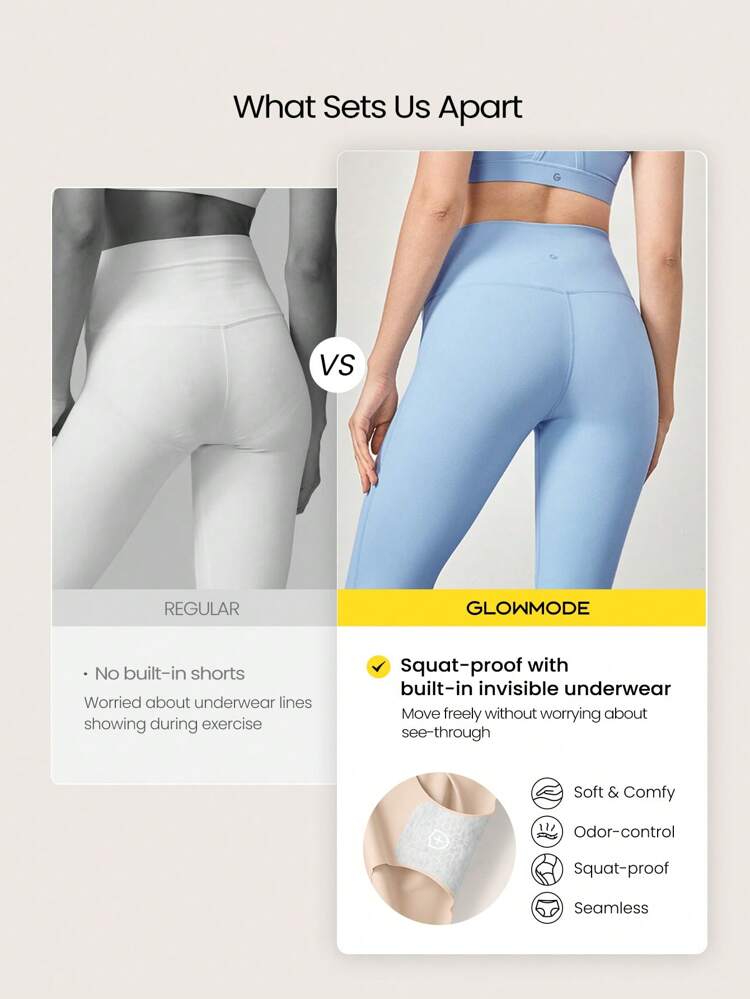 21" FeatherFit™ Flex Crossover Waist Activewear Flare Leggings With Built-In Squat-Proof Underwear Low Impact Yoga Studio Pilates Daily Casual Wear