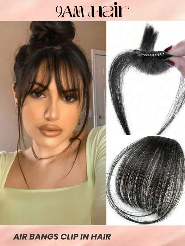 Human Hair Black Color Hairbangs For Women Clip In Human Hair Bangs Thin Invisible Fake Hairpiece Clip In Fringe